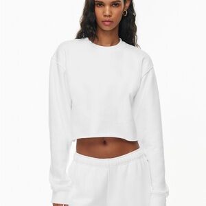 TNA Women's White Cropped Fleece Sweatshirt: Size Small